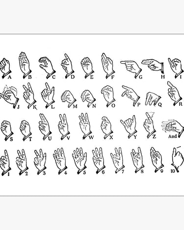 American Sign Language Alphabet Design in Black