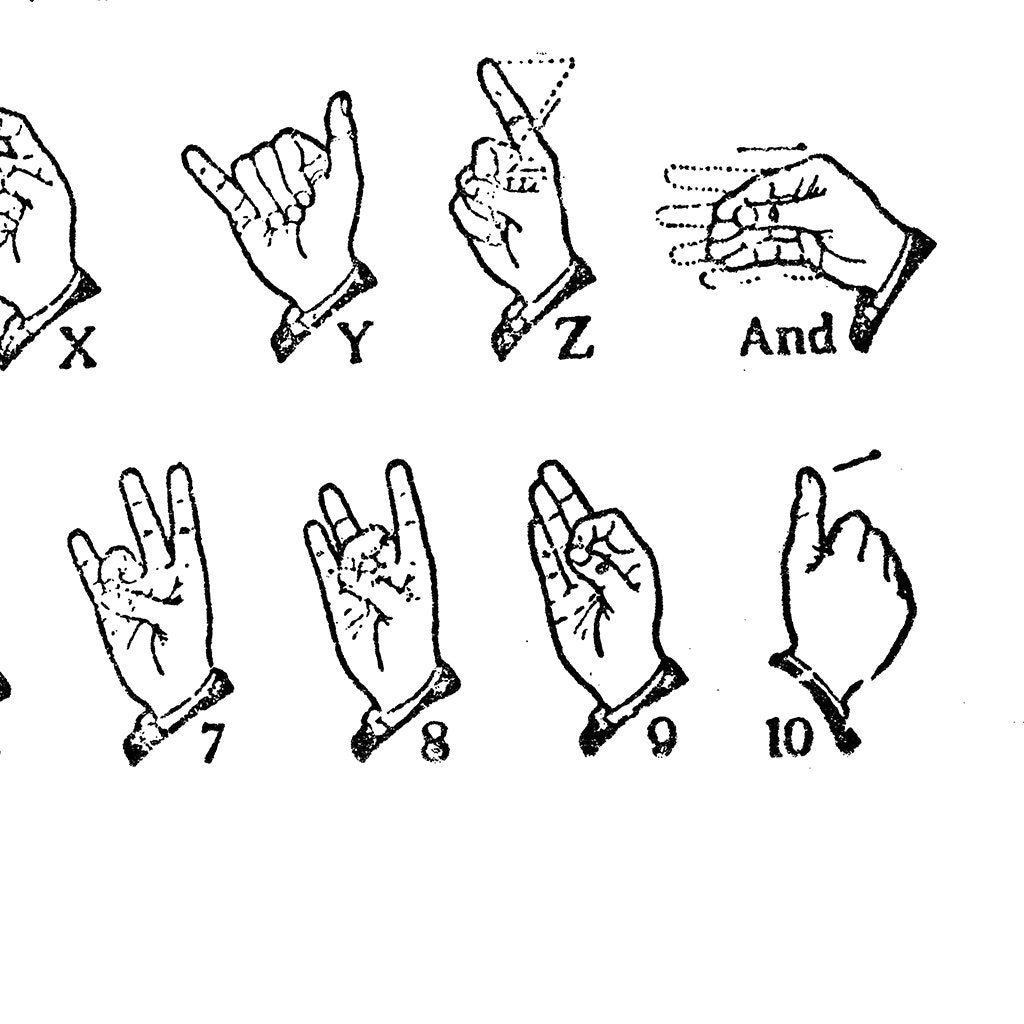 American Sign Language Alphabet Design Details in Black