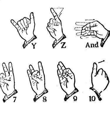 American Sign Language Alphabet Design Details in Black