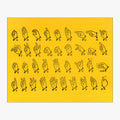 American Sign Language Alphabet Design in Vintage Yellow