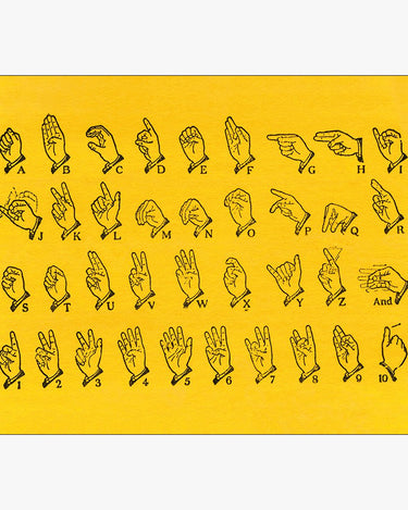 American Sign Language Alphabet Design in Vintage Yellow