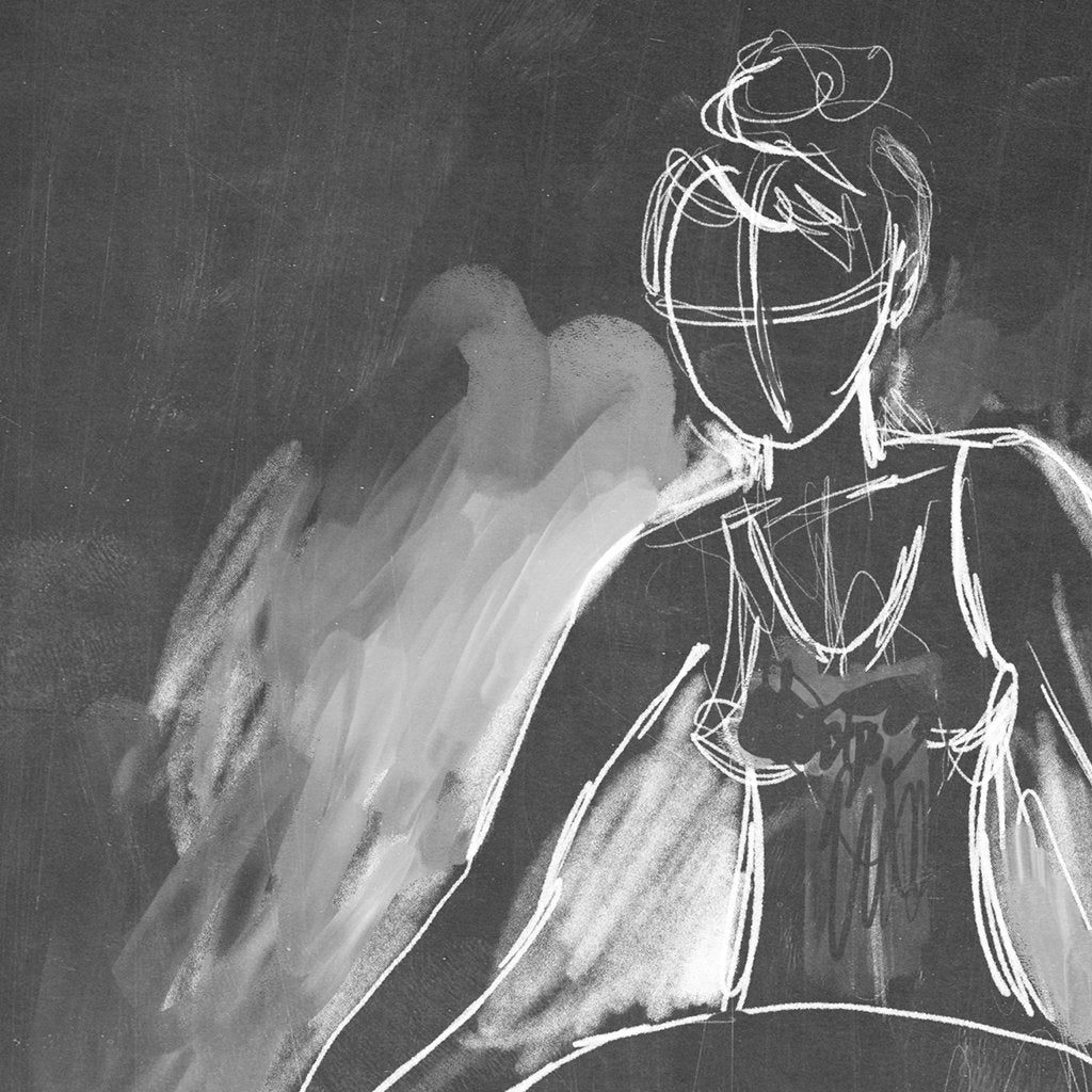 ballerina sketch in blackboard | frame tv art design details