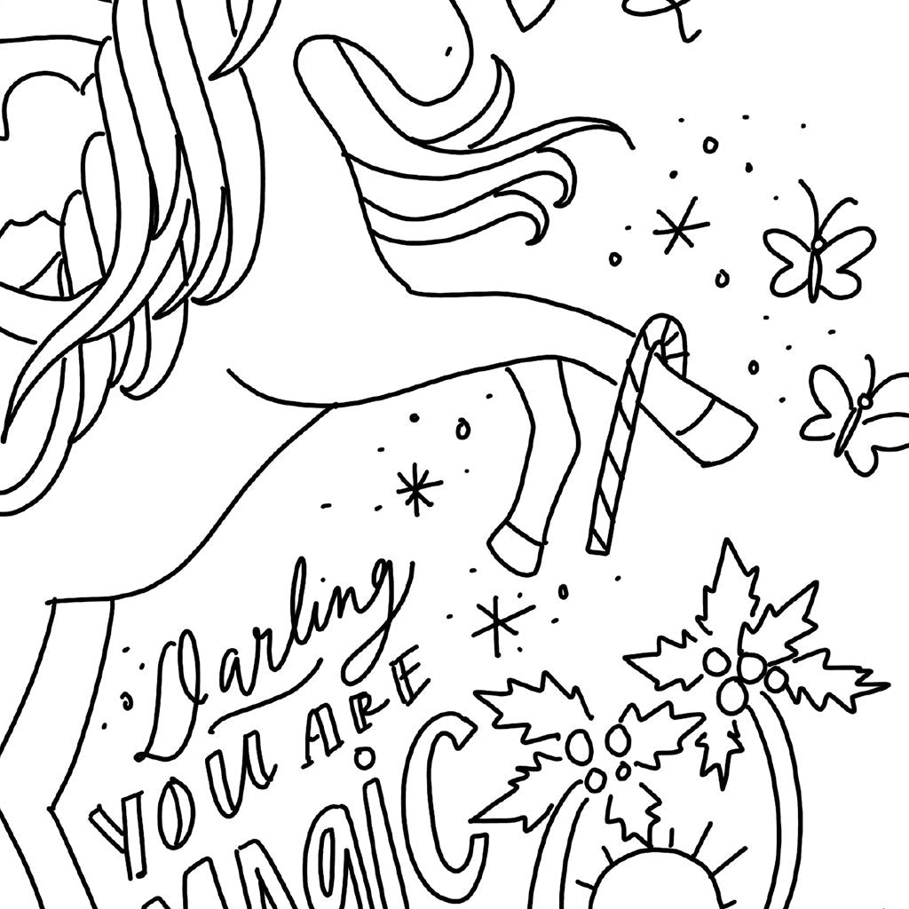 holly, the christmas unicorn! coloring page download design details