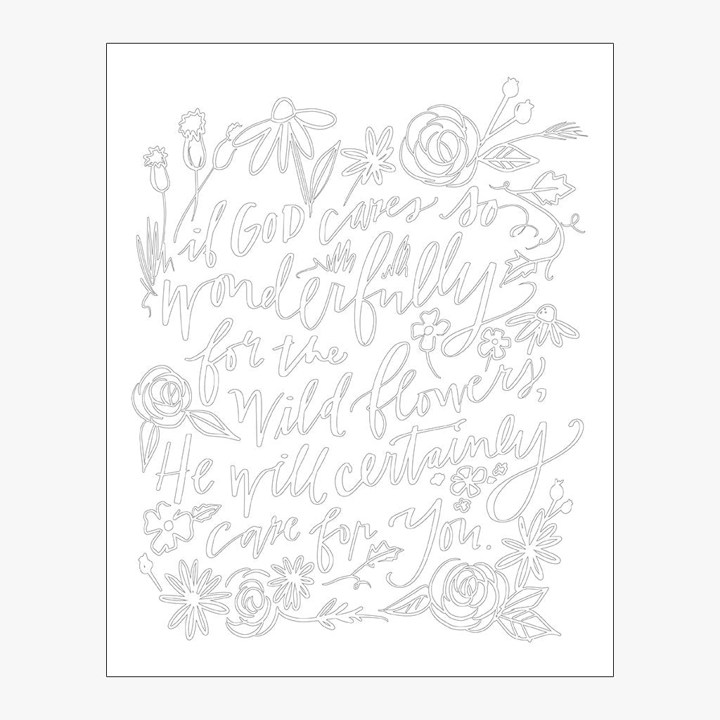 Wildflowers, Coloring Page Download Design