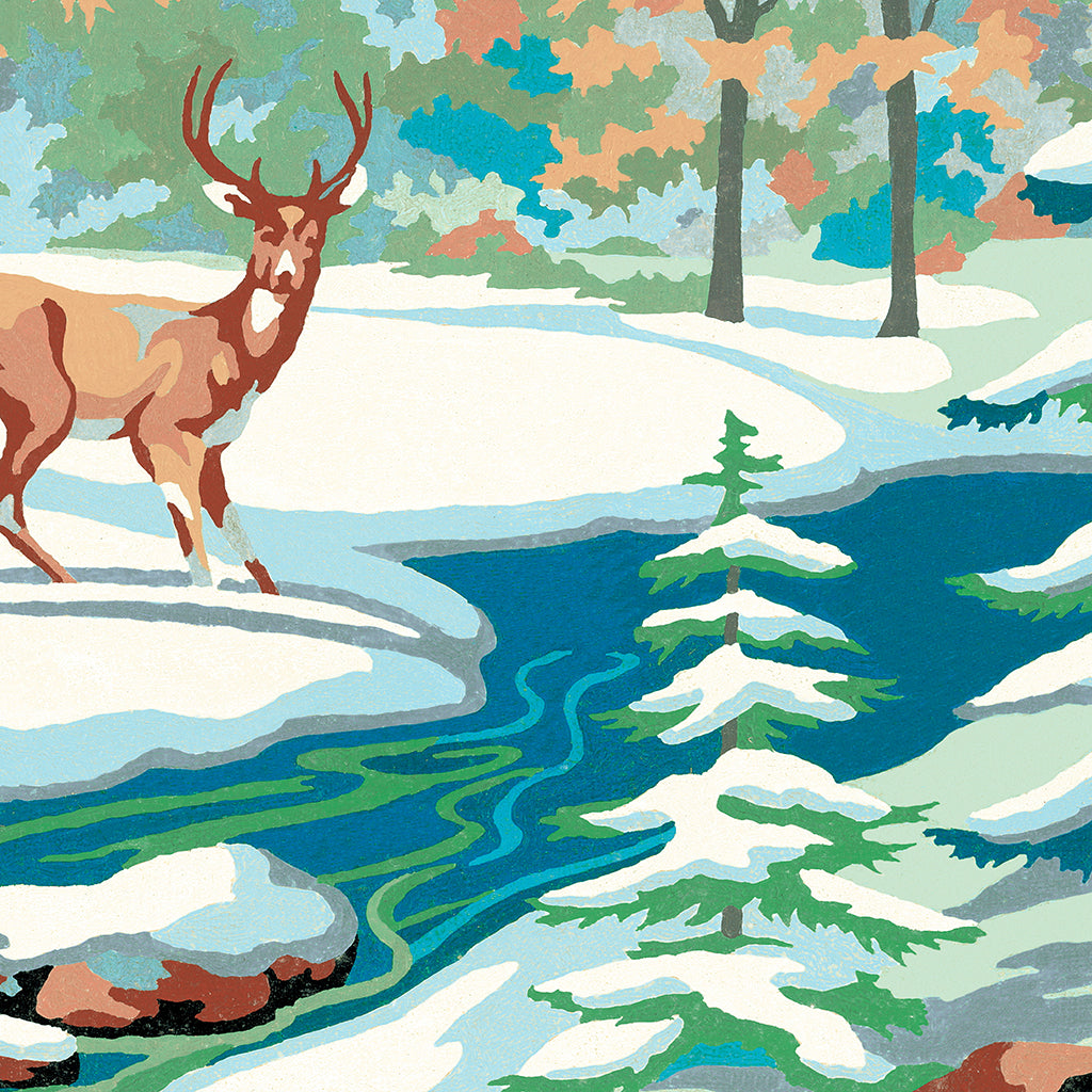 deer by the winter stream paint by number | frame tv design details