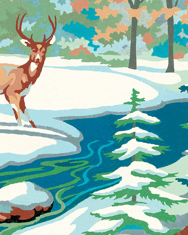 Deer By The Winter Stream Paint By Number | Frame TV Design Details