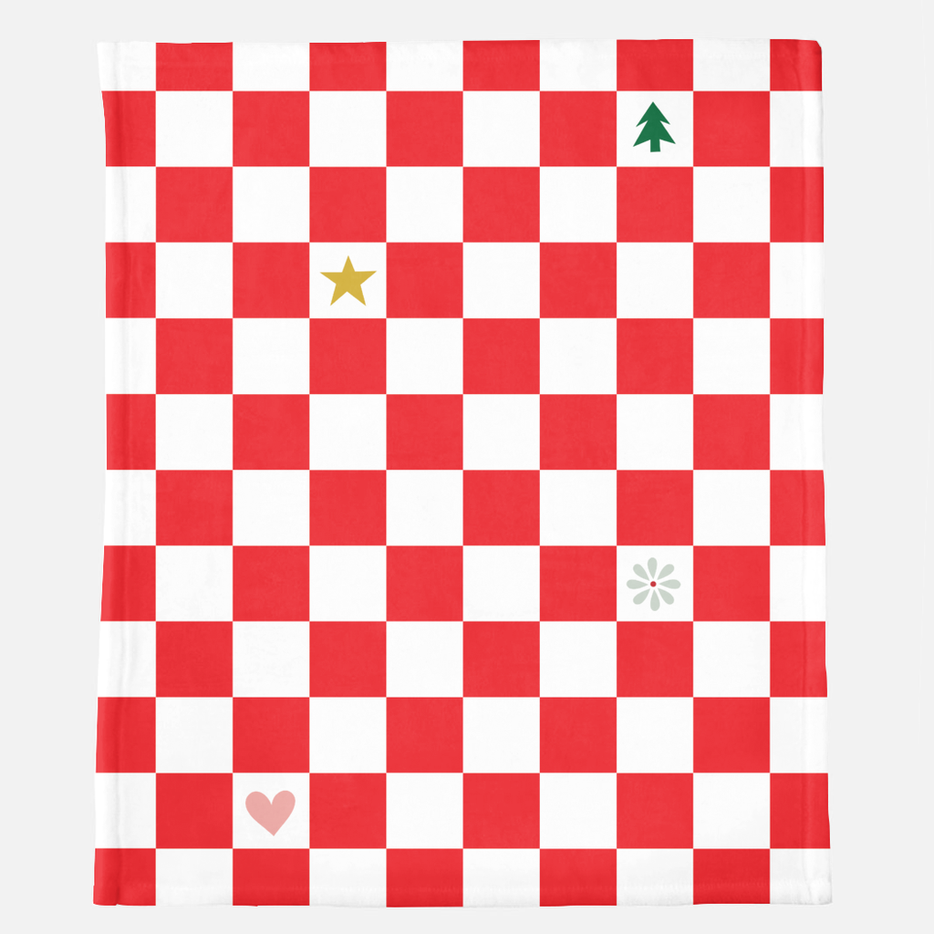 holiday pattern red check blanket, 50 x 60