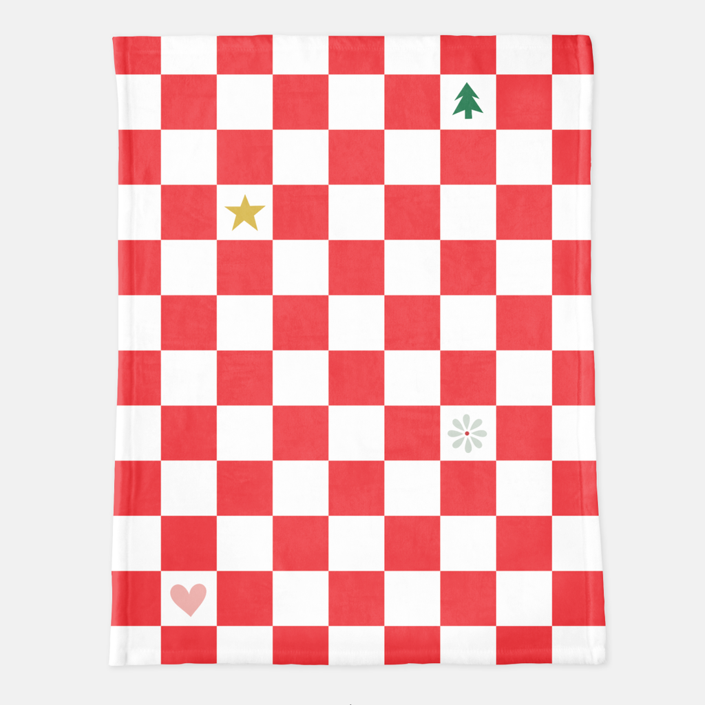 holiday pattern red check blanket, 60 x 80