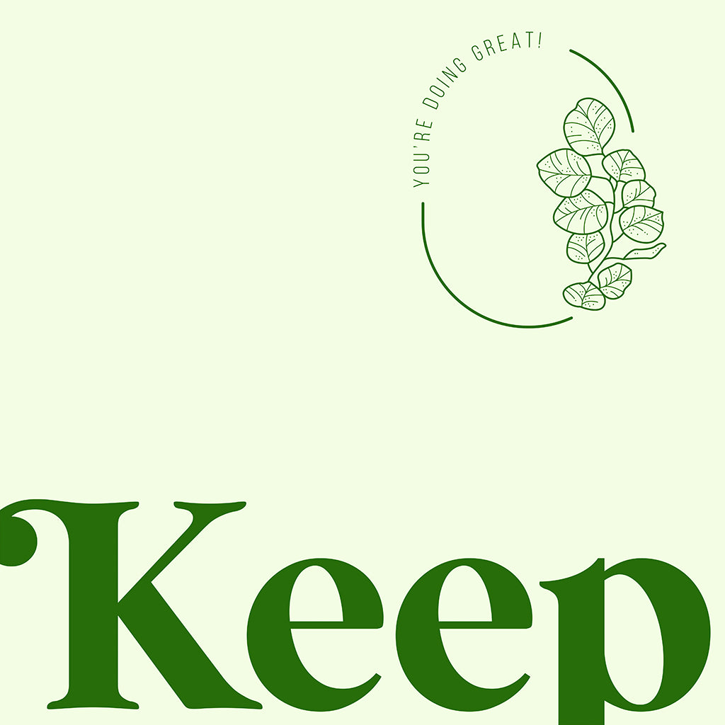 keep going, keep growing design details in kelly & mint green