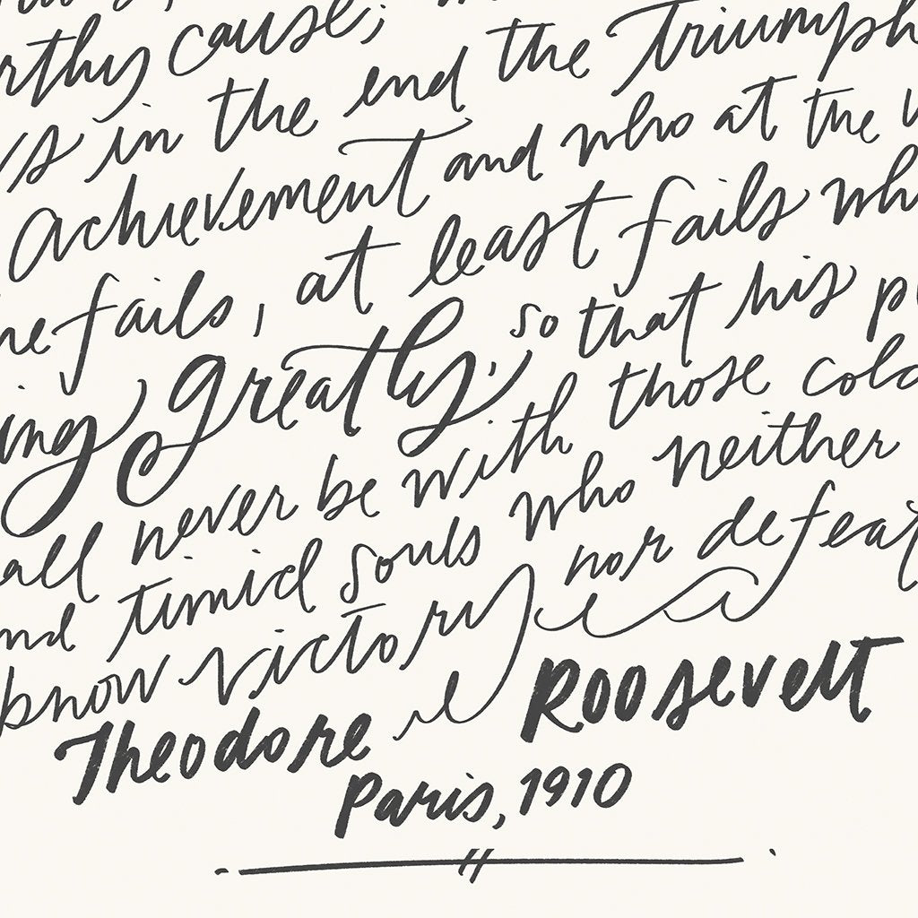 Man In The Arena Lettering Design Details in Alabaster