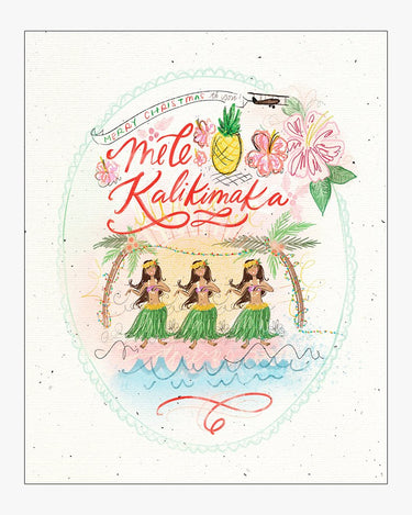 Mele Kalikimaka Design on a Speckled Vintage Natural Background