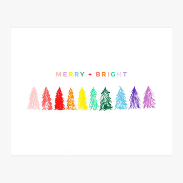 Merry & Bright Rainbow Trees Download Design in Horizontal