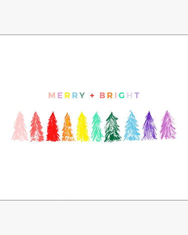 Merry & Bright Rainbow Trees Download Design in Horizontal