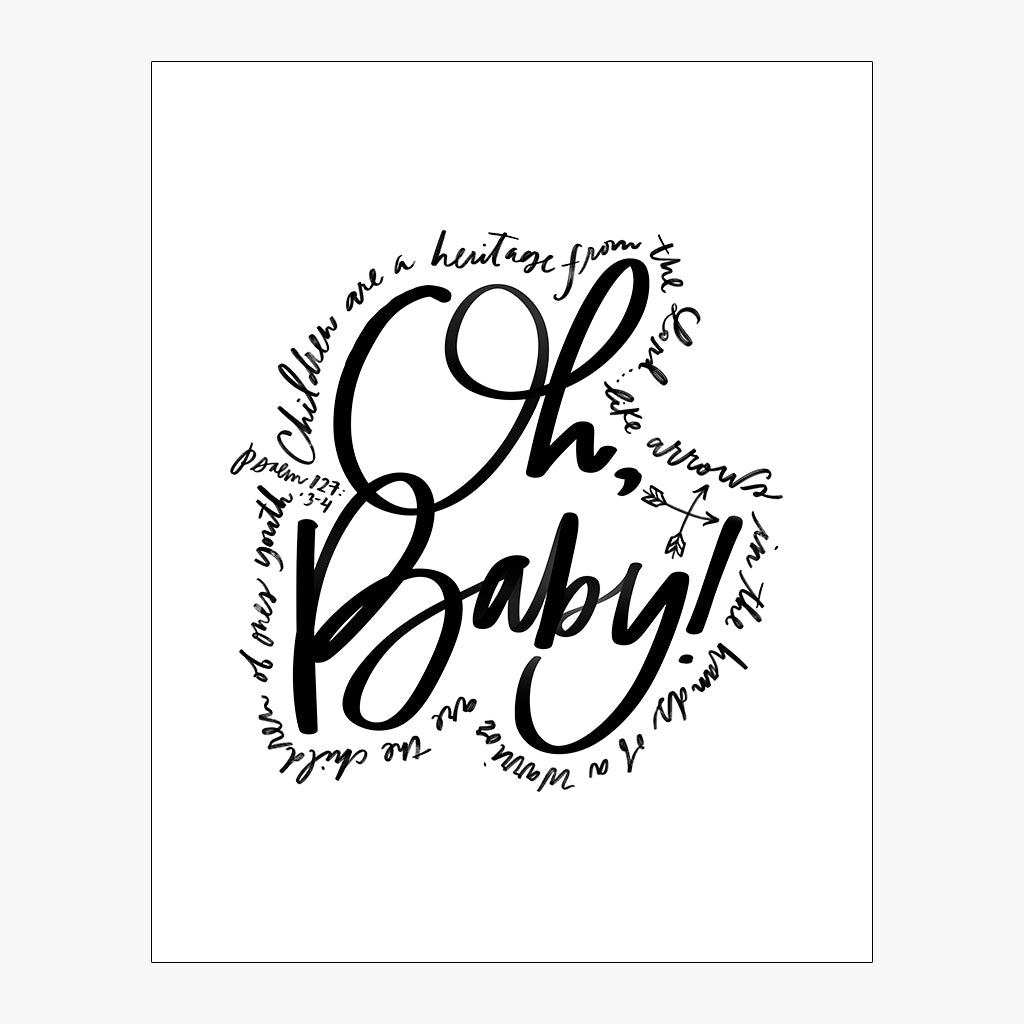 oh, baby! download with black lettering on white background