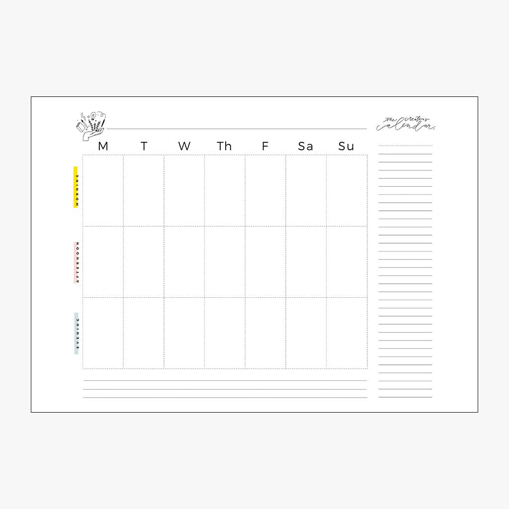 a size design for the weekly rhythm calendar