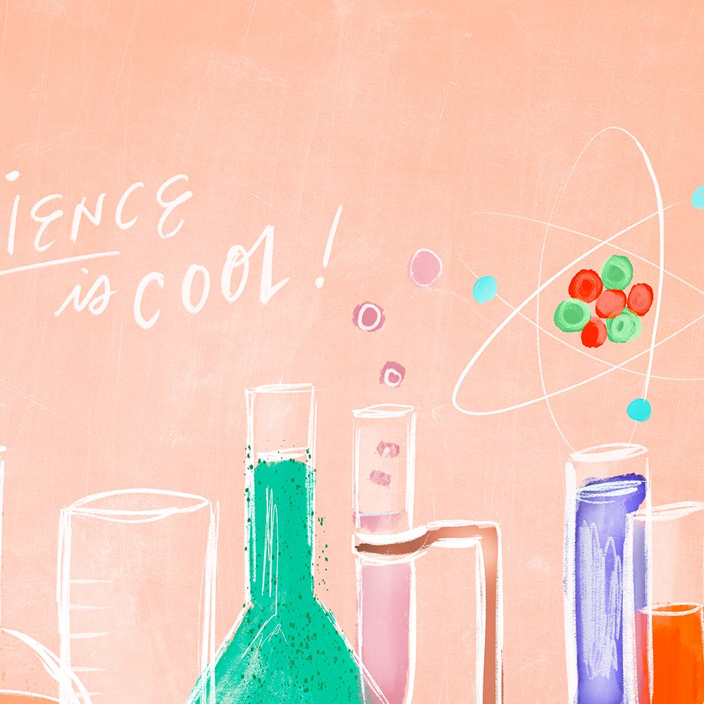 science is cool design details in chalky peach