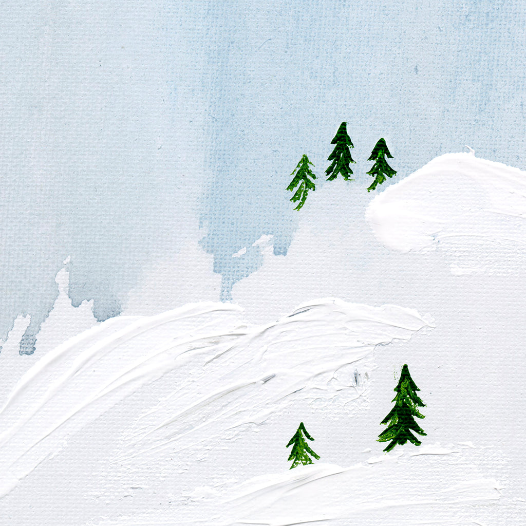 snowy pine tree scene | frame tv design details