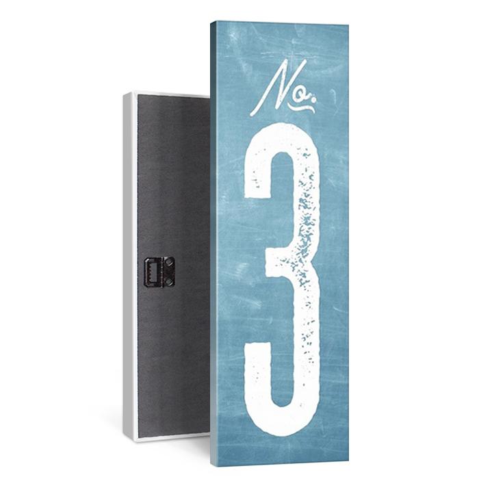 no 3 vintage signage number in chambray