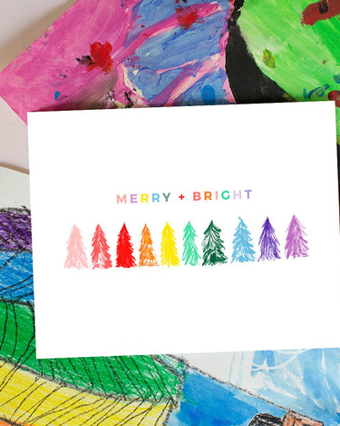 Merry & Bright Rainbow Trees Download Print in Horizontal