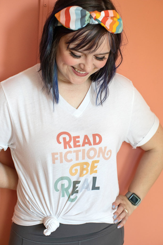 read fiction be real tee