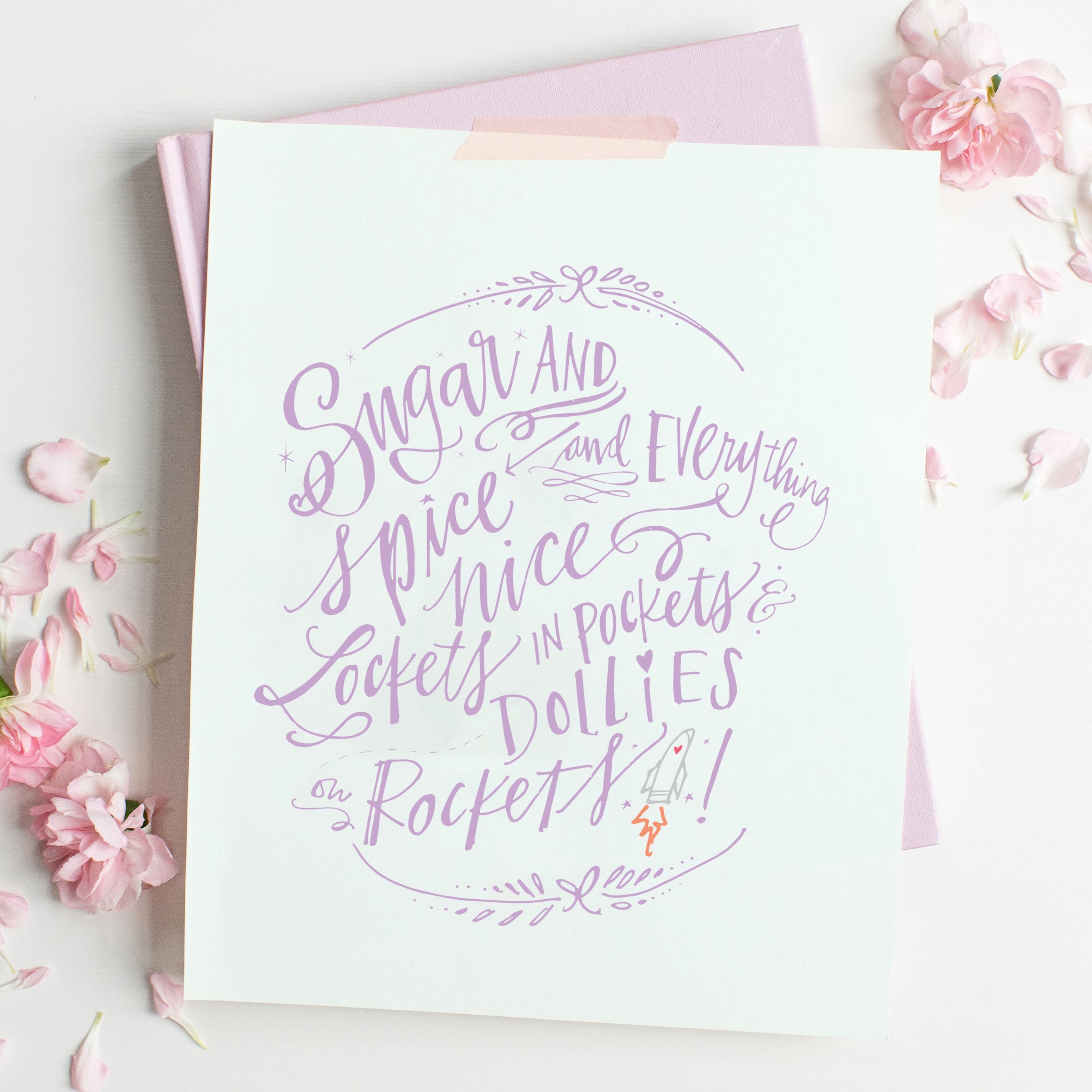 Sugar & Spice print in lavender, size 8 x 10