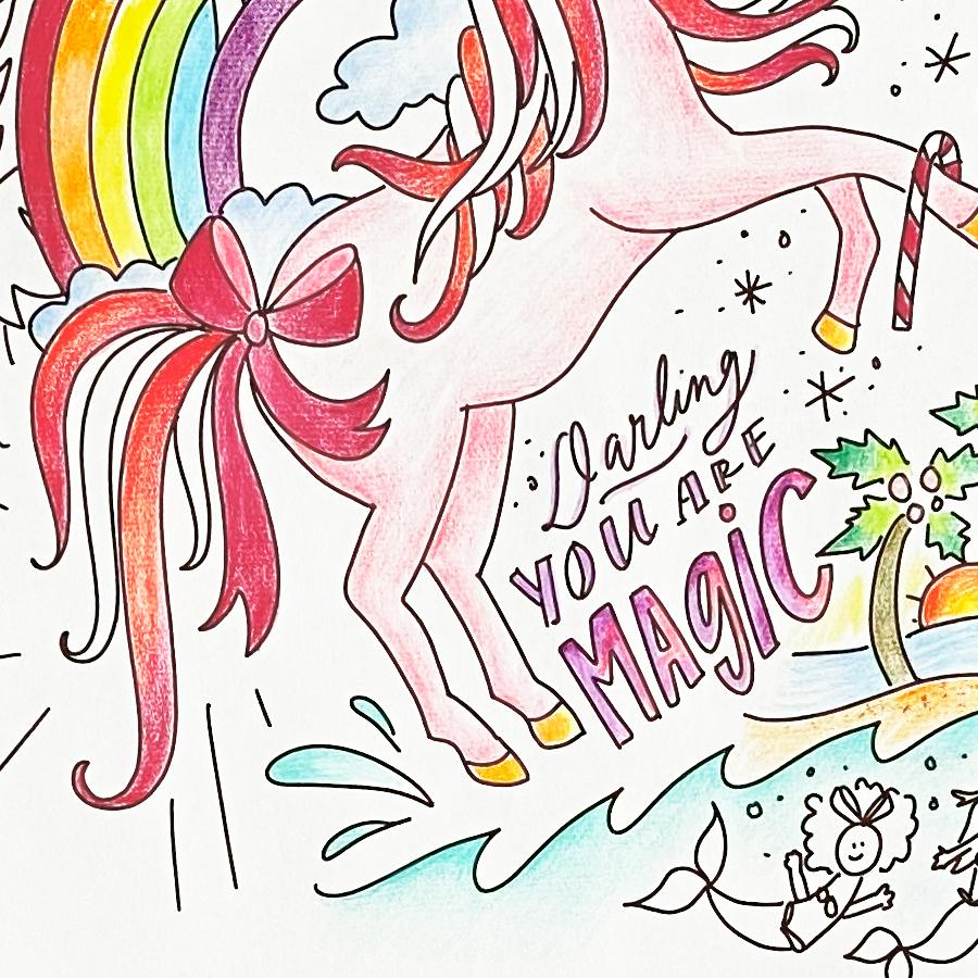 holly, the christmas unicorn! coloring page