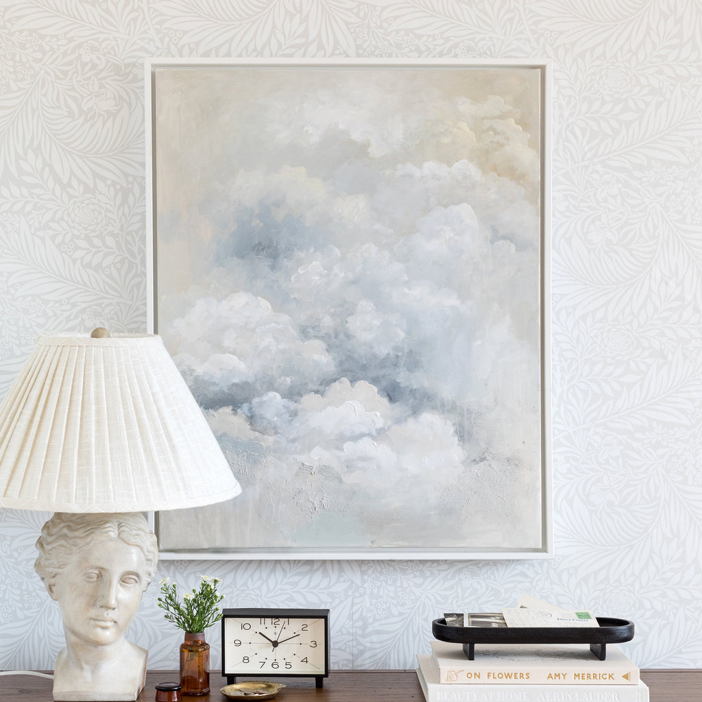 ethereal clouds canvas print framed in gallery white, size 24 x 30
