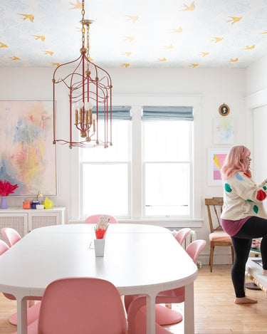 The Typography Perpetual Calendar keeps our team organized and our Girls House Dining room beautiful 