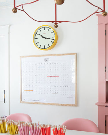 The Typography Perpetual calendar framed in natural wood, size 42x34