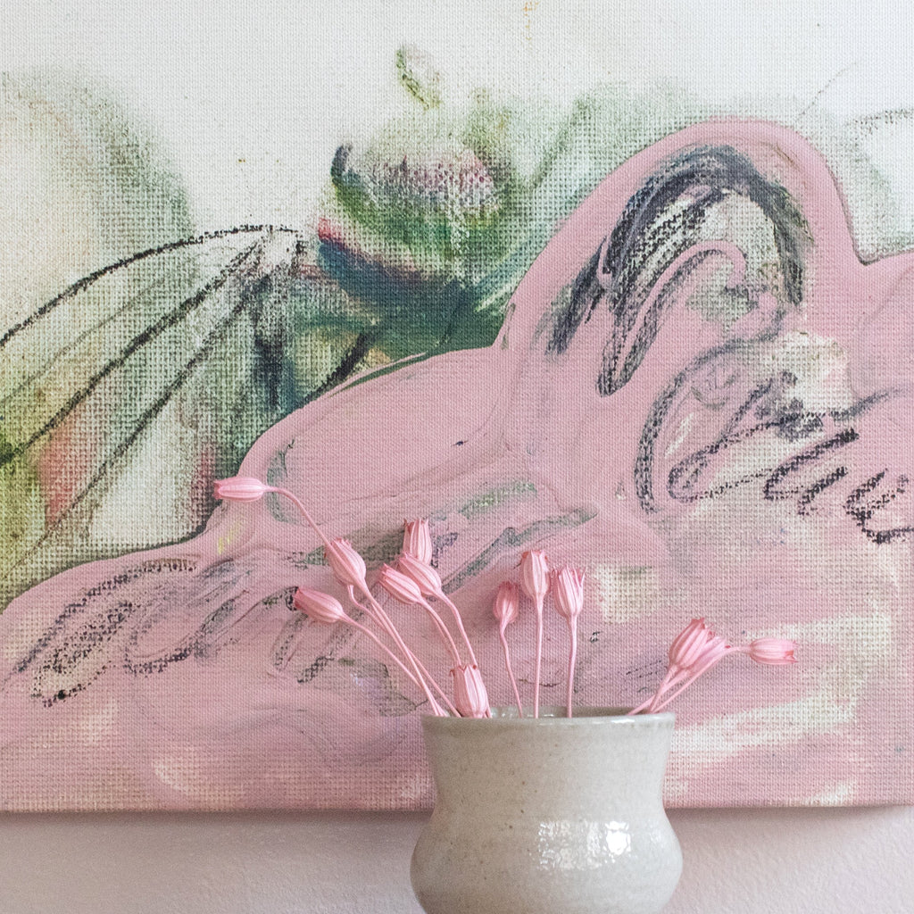 details of peony mini canvas sign