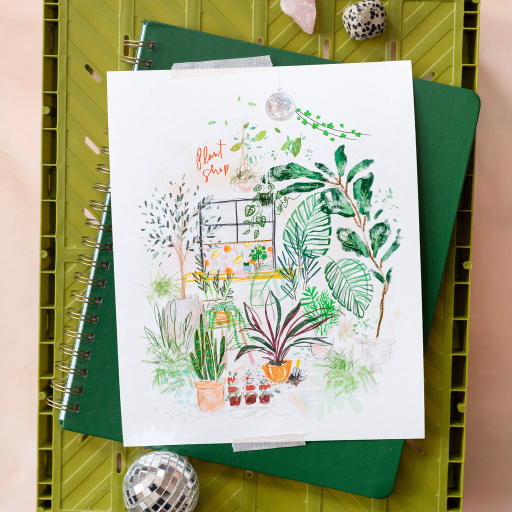 art print of plant shop daydream, size 8 x 10
