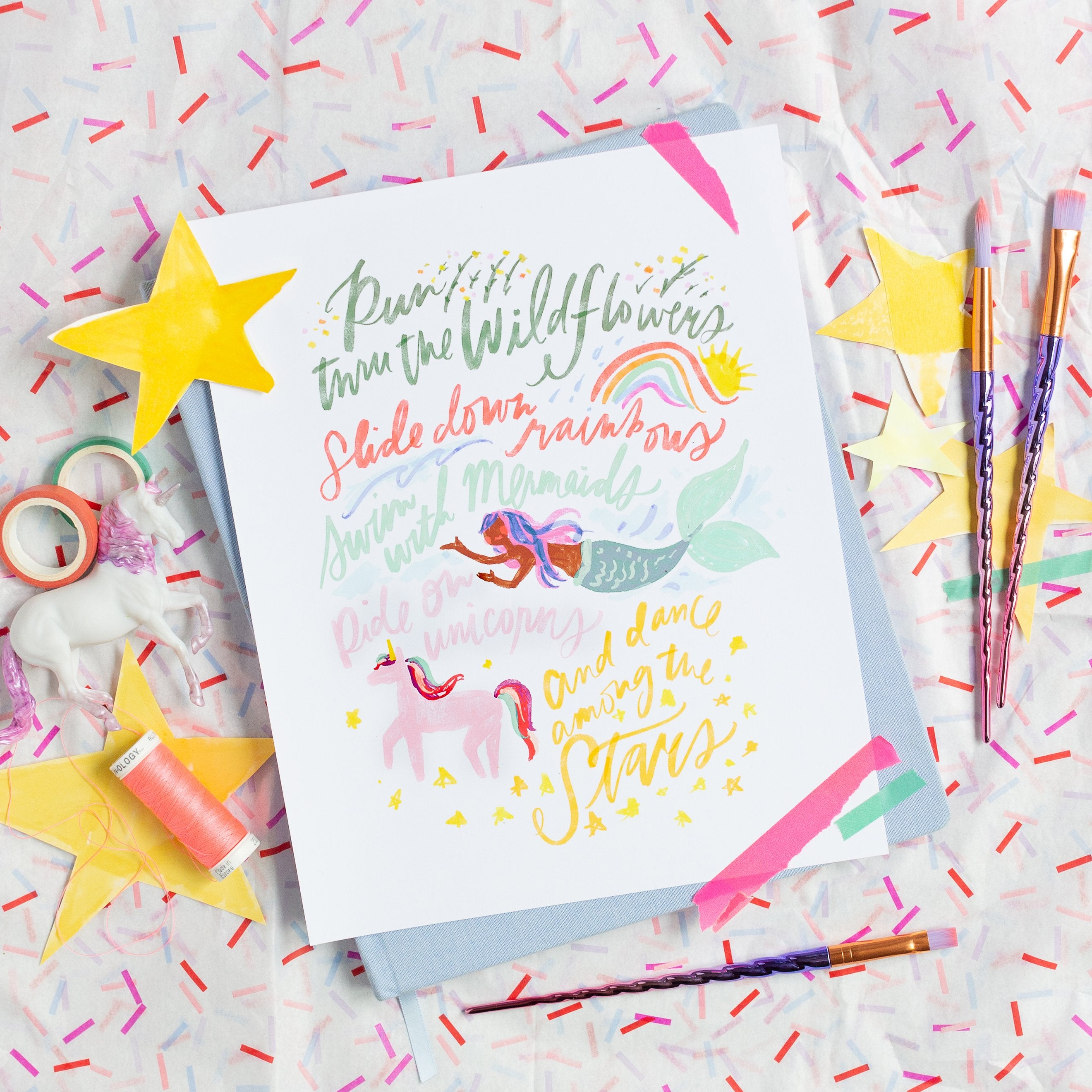 Wildflowers, Mermaids, Rainbows, Stars Download Print