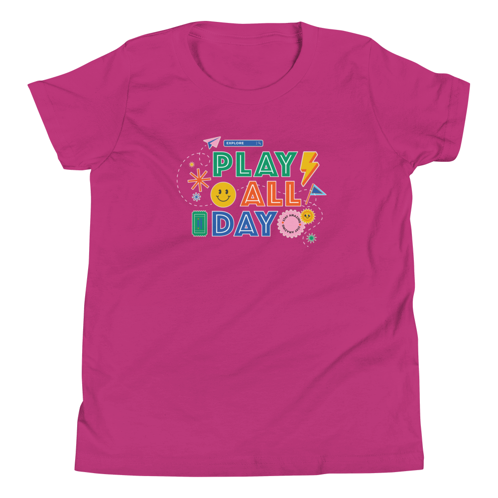 play all day kids tshirt design in berry