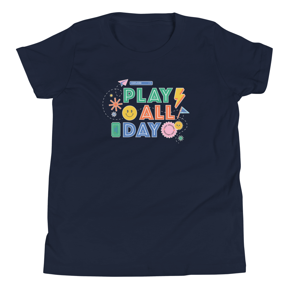 play all day kids tshirt design in navy